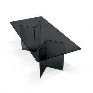 TONELLI table rectangulaire BACCO (245 x 120 x h 73 cm - Verre fumé)