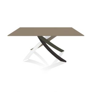BONTEMPI table avec structure multicolor elegant ARTISTICO 20.13 160x90 cm (Anti-rayures tourterelle opaque - Plateau en verre et structure en acier laqu&eacute; multicolor elegant)