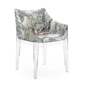 KARTELL fauteuil MADAME tissu RUBELLI (D&eacute;jeuner sur l'Herbe - polycarbonate transparent et tissu)