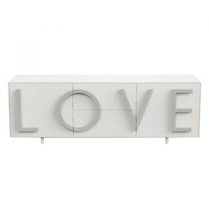 DRIADE buffet LOVE LARGE (Blanc trafic / Gris clair - MDF laqué)