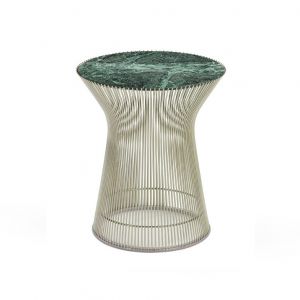 KNOLL table basse ronde PLATNER Ø 40 x H 46 cm (Nickel / Vert Alpi - Métal / marbre)