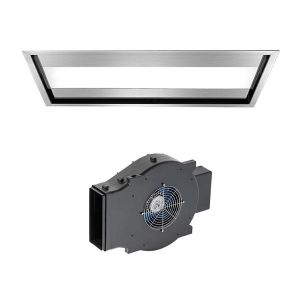 FALMEC hotte au plafond NUVOLA 90 cm (Bross&eacute; avec moteur Slim - acier et verre)