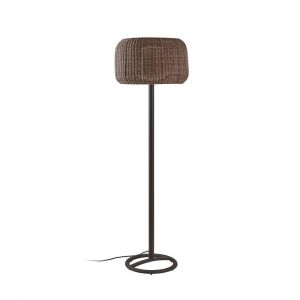 BOVER lampadaire pour ext&eacute;rieur FORA P (Marrone rattan, base in ferro, Led integrato - Alluminio, acciaio inossidabile, polietilene, fibra sintetica, cemento.)