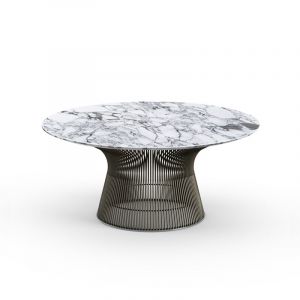 KNOLL table basse ronde PLATNER Ø 91,5 x H 38,5 cm (Bronze / Arabescato - Métal / marbre)