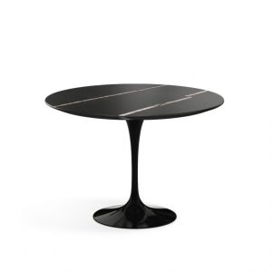 KNOLL table ronde TULIP &Oslash; 107 cm collection Eero Saarinen (Base noire / plateau Sahara Noir - marbre et aluminium)