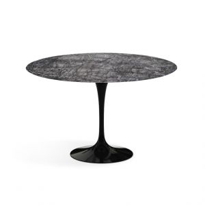KNOLL table ronde TULIP &Oslash; 120 cm collection Eero Saarinen (Base noire / plateau gris Carnico - marbre et aluminium)