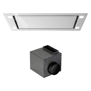 FALMEC hotte au plafond SIRIO 90 cm (Blanc avec moteur sous combles 950 m3/h - Verre tremp&eacute;)