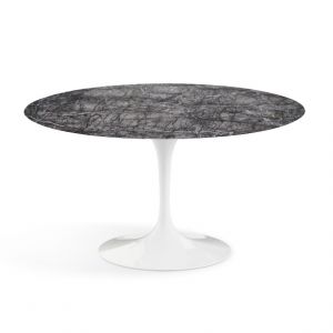 KNOLL table ronde TULIP &Oslash; 137 cm collection Eero Saarinen (Base blanche / plateau gris Carnico - marbre et aluminium)