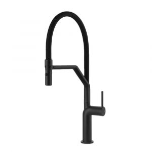 GESSI mitigeur robinet de cuisine semi-professionnel 60315 STELO (Matt Black - M&eacute;tal)