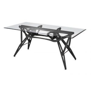 ZANOTTA table avec plateau en verre REALE (80x160 cm - Chêne teint noir)