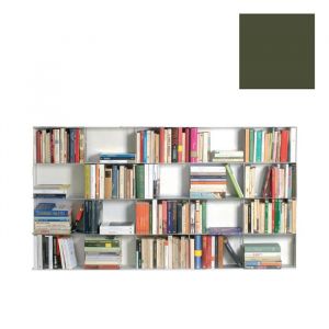 KRIPTONITE biblioth&egrave;que murale KROSSING 166 x H 100 cm avec compartiments H 25 cm (Vert mat RAL 6003 - M&eacute;tal)