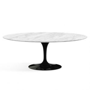 KNOLL table ovale TULIP collection Eero Saarinen 198x121cm (Base noire / plateau Statuarietto satin - marbre et aluminium)