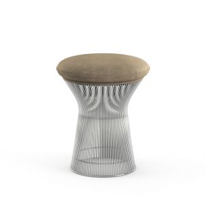 KNOLL tabouret PLATNER (Sandstone / Nickel - Tissu Knoll Velvet / Métal)