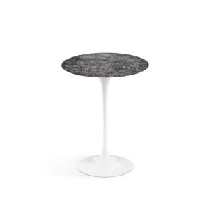 KNOLL table ronde TULIP Ø 41 cm collection Eero Saarinen (Base blanche / plateau gris Carnico satiné - marbre et aluminium)