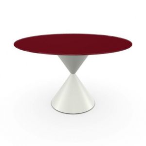 MIDJ table ronde CLESSIDRA Ø 120 cm (Cat. GVB - Plateau en verre et base en métal)