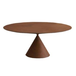 DESALTO table oval CLAY (120x180 cm / Béton rouge brique - Base en polyuréthane / Plateau MDF avec revêtement)