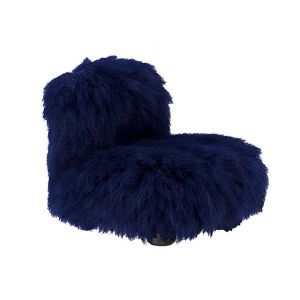 ARFLEX fauteuil bas BOTOLO version fourrure (Bleu - M&eacute;tal laqu&eacute; noir et fourrure)