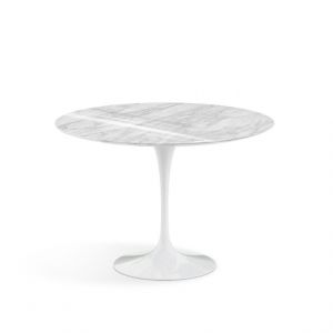 KNOLL table ronde TULIP Ø 107 cm collection Eero Saarinen (Base blanche / Plateau Statuarietto - marbre et aluminium)