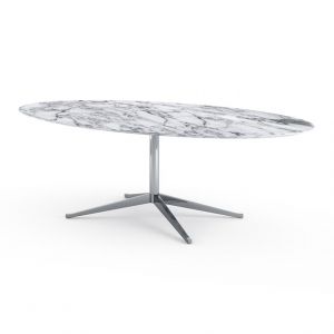 KNOLL table ovale FLORENCE KNOLL 244 x 137 cm (Arabescato brillant - Marbre et acier chromé)