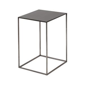 ZEUS table basse carré SLIM IRONY LOW TABLE 31 x 31 cm (H 46 cm plateau phosphate noir - métal verni noir cuivré sablé)