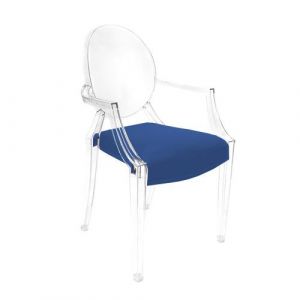 MYAREADESIGN IL CUSCINO coussin pour chaise KARTELL LOUIS GHOST (Bleu &eacute;lectrique cod. 24 - Eco-cuir Greta)