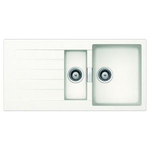 SCHOCK évier avec 1 + 1/2 bacs et égouttoir réversible PRIMUS D150 (Blanc pur - Cristalite®)