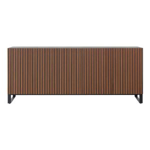 HORM buffet avec 5 portes LEON sur base Minimal Design L 240 cm (H 112 cm - Hêtre teinté moka et portes cerisier et hêtre teinté moka)
