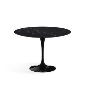 KNOLL table ronde TULIP Ø 107 cm collection Eero Saarinen (Base noire / plateau Noir Marquin satiné - marbre et aluminium)
