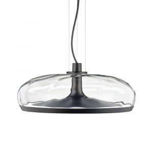 LEUCOS lampe à suspension AURELIA S 45 (2700K, effet d'eau transparent et canon de fusil opaque - verre et métal)