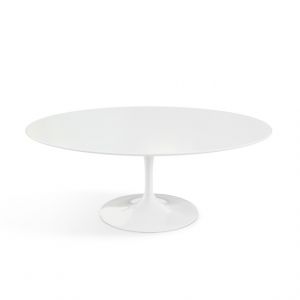 KNOLL table basse ovale TULIP collection Eero Saarinen 107x70 cm (Base blanche / plateau blanc - Plastique lamin&eacute; et alluminium)