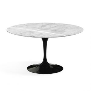 KNOLL table ronde TULIP &Oslash; 137 cm collection Eero Saarinen (Base noire / plateau Statuarietto - marbre et aluminium)