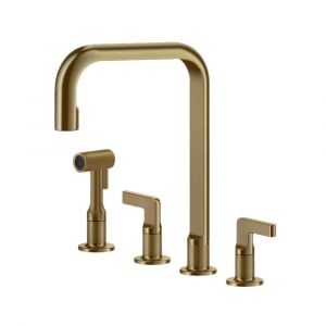GESSI m&eacute;langeur robinet de cuisine quatre trous 58703 INCISO (Warm Bronze Brushed PVD - M&eacute;tal)