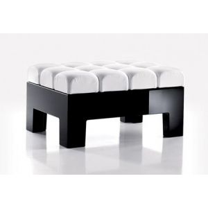 MYYOUR pouf Mod&igrave; (Base blanche / si&egrave;ge noir - Faux cuir)