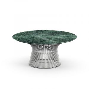 KNOLL table basse ronde PLATNER Ø 91,5 x H 38,5 cm (Nickel / Vert Alpi - Métal / marbre)
