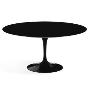 KNOLL table ronde TULIP &Oslash; 152 cm collection Eero Saarinen (Base noire / plateau noir - Fenix&reg; et aluminium)