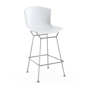KNOLL tabouret hauteur comptoir BERTOIA Anniversary Edition (Structure chrom&eacute;e / Corps blanc - acier / polypropyl&egrave;ne)