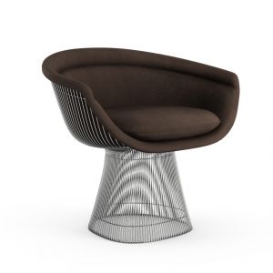 KNOLL fauteuil PLATNER (Espresso / Nickel - Tissu Knoll Velvet / Métal)