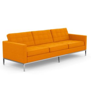 KNOLL canapé à 3 places FLORENCE en tissu (Cato Orange - Revêtement Cat. B et structure en acier chromé)