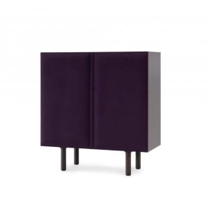 MAGIS buffet TACITO 100 cm (Ext&eacute;rieur violet fonc&eacute;, int&eacute;rieur orange - MDF peint, portes en feutre, pieds en aluminium)