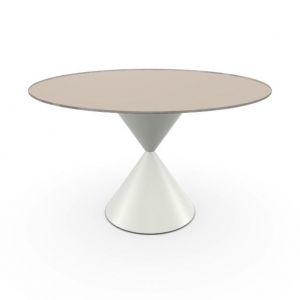 MIDJ table ronde CLESSIDRA Ø 120 cm (Cat. GVC - Plateau en verre et base en métal)