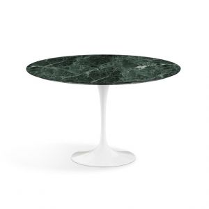 KNOLL table ronde TULIP Ø 120 cm collection Eero Saarinen (Base blanche / plateau Verde Alpi satin - marbre et aluminium)