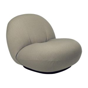 GUBI fauteuil avec la base pivotante PACHA LOUNGE CHAIR (Cat. C Kvadrat Vidar 222 - tissu et bois finition Soft Black Semi Matt)