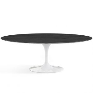 KNOLL table ovale TULIP collection Eero Saarinen 244x137 cm (Base blanche / plateau en chêne noirci - Bois et aluminium)