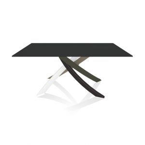 BONTEMPI table avec structure multicolor elegant ARTISTICO 20.13 160x90 cm (Anti-rayures anthracite opaque - Plateau en verre et structure en acier laqué multicolor elegant)