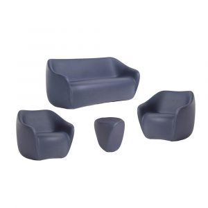 SLIDE set REBORN canap&eacute; + 2 fauteuils + table basse H 45 cm DEEP BLUE