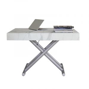 ALTACOM table basse transformable en table à manger ULISSE (Plateau en noyer Canaletto - Base en métal verni époxy)