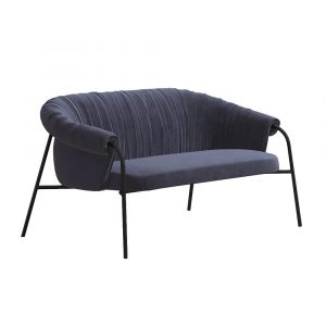 ALMA DESIGN canapé SCALA avec structure en acier verni noir (Cat. B Stone Velvet - Métal et tissu)