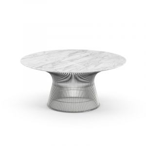 KNOLL table basse ronde PLATNER Ø 91,5 x H 38,5 cm (Nickel / Statuarietto - Métal / marbre)