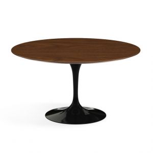 KNOLL table ronde TULIP &Oslash; 137 cm collection Eero Saarinen (Base noire / plateau en noyer - Bois et aluminium)