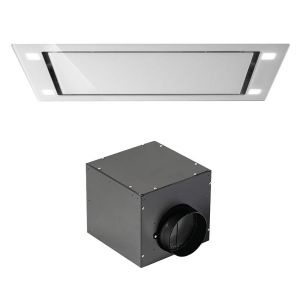 FALMEC hotte au plafond SIRIO 90 cm (blanc avec moteur sous-combles da 1300 m3/h - Verre tremp&eacute;)